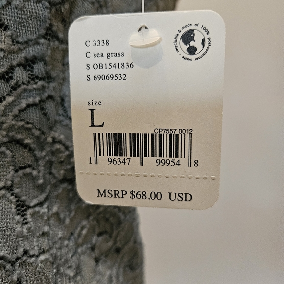 FREE PEOPLE + Intimately Sheer Lace Long Sleeve Top Cloud Ride Notch LARGE NWT - Picture 11 of 16